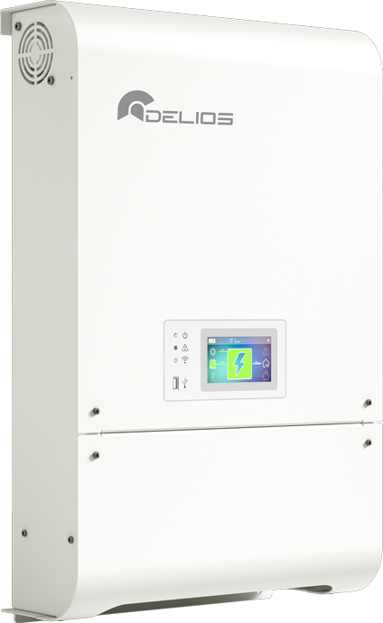 DLX in posizione semi laterale bianco con logo grigio in alto a SX e display attivo frontale